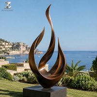 Grande sculpture abstraite en bronze en forme de flamme, art moderne en métal poli pour la décoration extérieure de jardins, hôtels, places publiques et paysages commerciaux