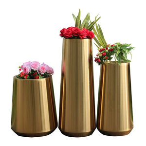 503 pots de fleurs extérieurs en acier inoxydable vase de plantation planteur en fer forgé pot de fleur en fibre de verre pour bureau paysage centre commercial jardin - Product Image 4