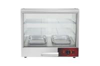 DH-827A Gebogene Glas-Warmhaltevitrine mit 3 Ebenen, Beheizte Auslagevitrine für Burger, Brathähnchen, Gebäck und Warme Speisen