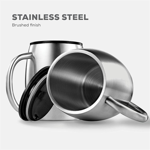 Taza de cerveza con tapa promocional, taza de café de vientre grande con aislamiento de doble pared y mango curvo <span class=keywords><strong>para</strong></span> uso en oficina - Product Image 4
