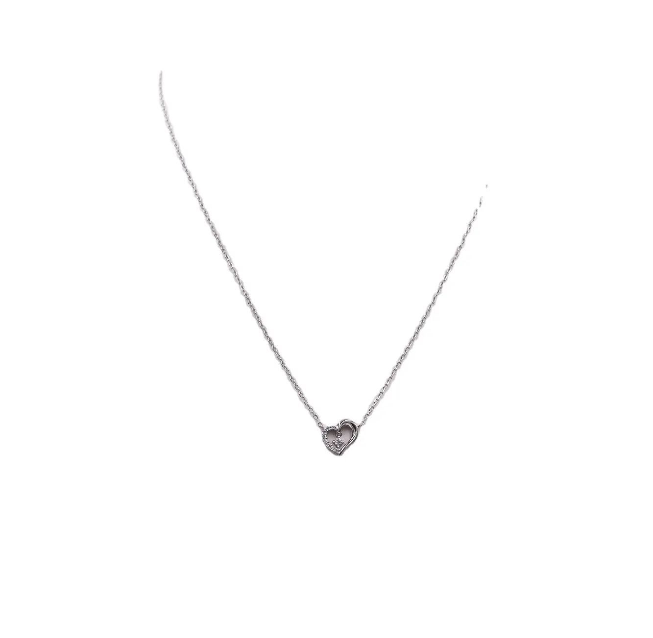 Romantic love heart shape silver 925 Rhodium plated cz necklace gift for women
