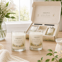 Coffret cadeau de parfums d'ambiance de luxe Arovi-OEM, bougie en cire de soja, diffuseur à bâtonnets, cire fondante, 3 en 1, collection de senteurs florales, emballage personnalisé