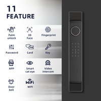 Serrure de porte intelligente UIELOCK Q62 avec reconnaissance faciale 3D, reconnaissance de la veine palmaire, empreinte digitale, mot de passe, carte-clé, application Tuya, caméra WiFi, grade C, pour porte en bois