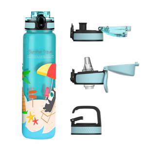 Portable 500ml Bpa-free Space <b>Plastic</b> Water Bottle One-touch Lid Leak-proof Design For Direct Drinking For Travel Camping School - Product Image 1
