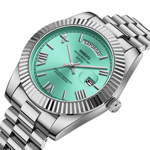 Nibosi 2628 Đồng hồ thạch anh sang trọng cho nam 40mm đa năng thời gian quay số màu xanh lá cây thép không gỉ bạc rỗng Repeater dạ quang - Product Image 3