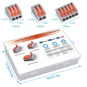 Bloques de terminales de resorte, paquete de 100, material PBT, conector de botón a presión para cables flexibles y rígidos - Product Image 2