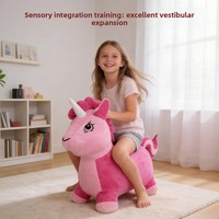 Ballon rebondissant en peluche en forme d'animal, jouet gonflable, cheval rebondissant avec housse en tissu, ballon de fitness à lancer à la main pour 0-24 mois, 31-50 cm