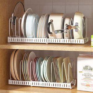 Organizador de gabinete de cocina ajustable y extensible, estante de almacenamiento para ollas, soporte para tapas de utensilios de cocina, tipo rectangular para montar en la pared - Product Image 2