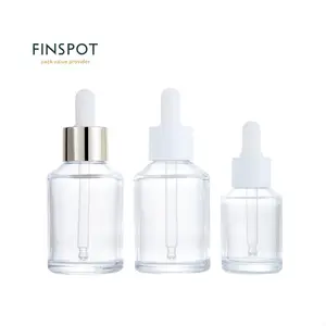 FINSPOT ग्लास ड्रॉपर bottle10ml 20ml 30ml 50ml 100ml पारदर्शी काले हरी आवश्यक तेल की बोतल ड्रॉपर बच्चे-सबूत पेंच ढक्कन