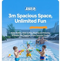 Piscine familiale pliable en PVC portable, gonflable avec toboggan et auvent solaire pour les enfants, jeux aquatiques en plein air