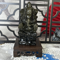 Nouvelle Arrivée Produit Vente à Chaud Cristal Sculptures Golden Obsidian Ganesh Pour La Décoration
