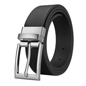Cinto Casual de Negócios Masculino com Fivela Rotativa Dupla Face, Padrão de Pedra Lychee, Acessório Decorativo para Jovens em Liga - Product Image 5