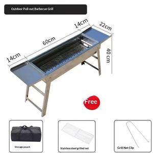 Barbecue en acier inoxydable épaissi pour usage domestique, portable, pliable, au charbon de bois, avec grande grille, barbecue en acier inoxydable - Product Image 6