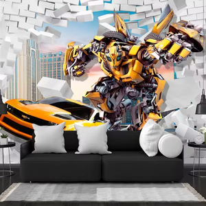 <span class=keywords><strong>Papier</strong></span> <span class=keywords><strong>Peint</strong></span> Mural Personnalisé Haute Résolution Scène de Bataille Robot et <span class=keywords><strong>Voiture</strong></span> Design Bumblebee pour Chambre d'Enfant et Espace de Jeu Commercial - Product Image 1