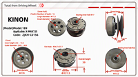 X-MAX125 Scooter CVT İkincil Debriyaj Tahrikli Tekerleği ZJKH-C0156 16T İç Dişli için Tahrikli Kasnak Grubu KINON 1B9