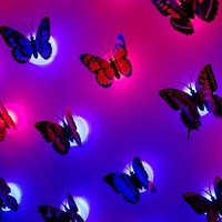 Autocollant mural papillon 3D LED, veilleuse à changement de couleur, décoration intérieure pour chambre d'enfant, jardin, fête, festival, mariage