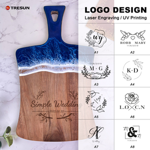Tabla de Cortar de Cocina de Alta Calidad con Logotipo Personalizado, Diseño de Olas Oceánicas Azules, Madera de Acacia y Resina Epoxi, Moderna y Antideslizante - Product Image 4