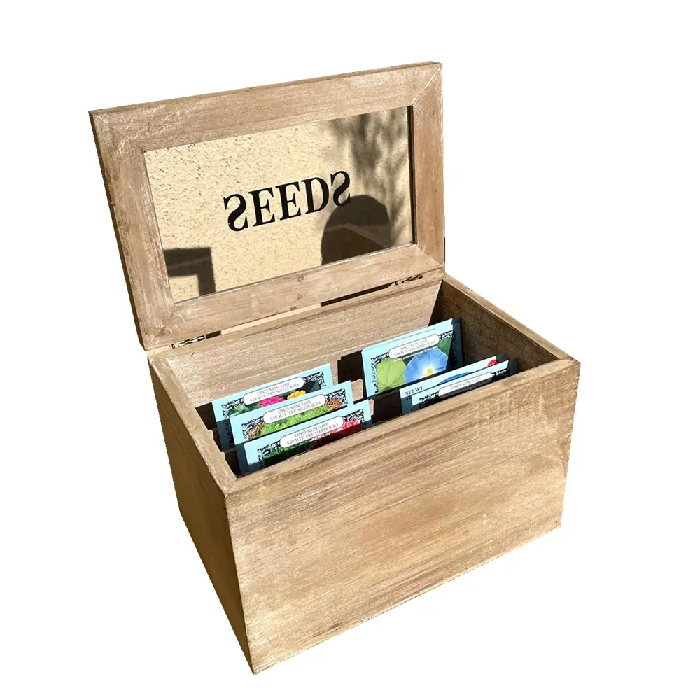Деревянная упаковочная коробка, прямоугольная коробка для хранения семян и хранения