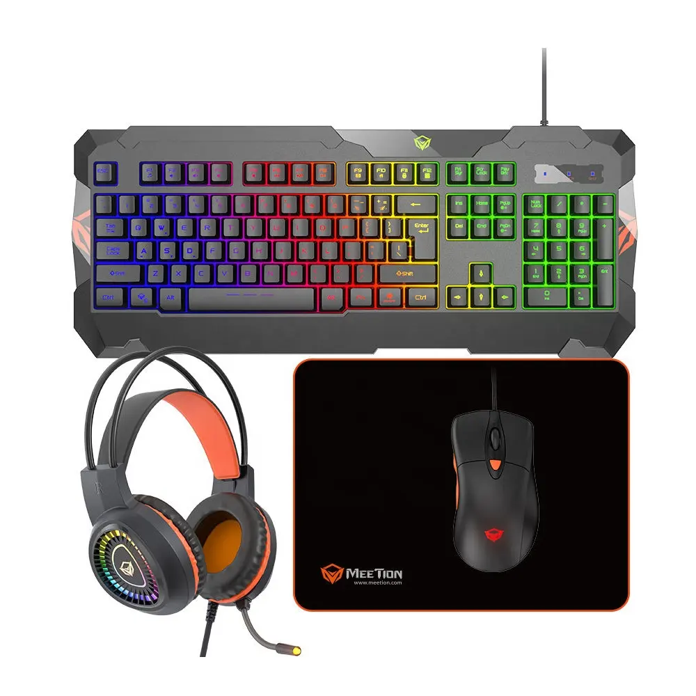 MeeTion C505 Wired Rgb Ha Condotto Il Mouse Tastiera Auricolare Mouse Set Fascio Combo Cuffie Gaming Tastiera Mouse e Mouse Pad