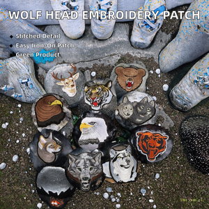 Çantalar, Şapkalar, Giysiler, Bilgisayarlar için Kurt Başı Desenli İşlemeli Yama - Büyük Boy Hayvan PVC ve Keçe Üzerine Yapıştırılan Dekoratif Etiketler - Product Image 2