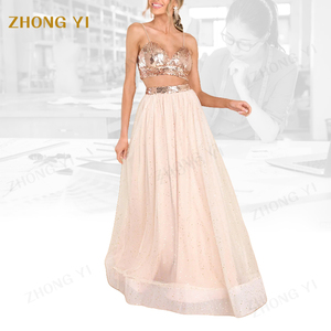 Factory Custom Women's Sexy Underwear Chiffon <strong>Top</strong> Ladies Skirt Set Beautiful <strong>Rose</strong> <strong>Gold</strong> Sequin Woman Two Piece Set - Product Image 2