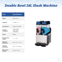 Mesin Minuman Beku Margarita 12L*2 Double Bowl, Pembuat Slushy Komersial, Kompresor Embraco, Harga Pabrik