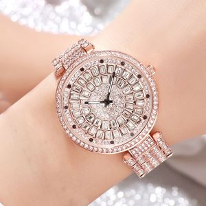 Reloj de mujer de lujo de alta estética con esfera grande tachonada de diamantes y tira de acero temperamento noble reloj de mujer de gran venta - Product Image 1
