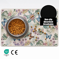 Tapis de sol en velours éponge coloré motif papillon, motif floral de jardin botanique, avec base adhésive anti-dérapante, pour canapé et chevet