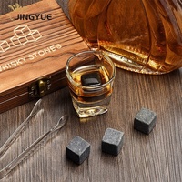 Coffret Cadeau de Pierres à Whisky Réutilisables et Refroidissantes en Granit pour Mariage et Anniversaire, pour Scotch et Bourbon, dans une Boîte en Bois
