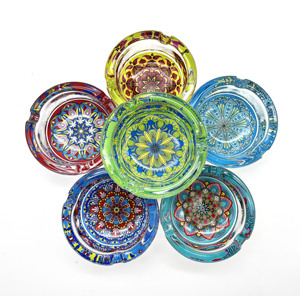 Customized Antique-Colored Classic Round Ashtray for Cigarette Souvenir <b>Gifts</b> Flower <b>Clear</b> Glass Ashtray Cigar Ashtray - Product Image 4