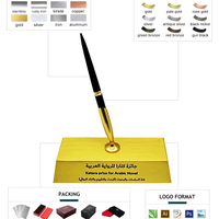 Trophée 3D personnalisé en forme de stylo en métal finition or impression découpée Design unique Souvenir traditionnel moderne pour prix littéraire