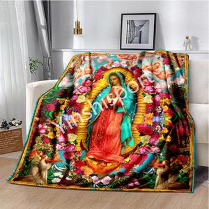 Manta de Franela Estampada Personalizada con Diseño Nuevo Más Vendida en 2024, Regalo para Entusiastas de la Virgen María de Guadalupe - Product Image 3