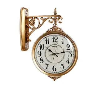 Double face two sides Decorative Garden Wall Mounted Railway Train Station Clock for Hanging Nordic Wall Clock