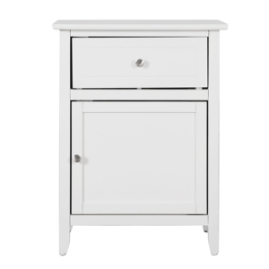 White Nightstand With Drawer And Cabinet <b>For</b> Bedroom - Product Image 3