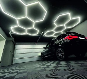 Plafonnier LED en aluminium 6500K 2,4x4,8m, forme nid d'abeille, haute luminosité, hexagonal, IP54, étanche, CRI80, 110-240V, éclairage de garage - Product Image 3