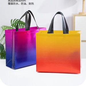 Sacs fourre-tout tissés dégradés en gros, sacs d'épicerie tissés imperméables, grande capacité, sac à main portable pour le quotidien - Product Image 3