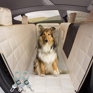 Housse de siège de voiture matelassée à couverture complète pour animaux de compagnie avec <span class=keywords><strong>protection</strong></span> latérale et poches de rangement Protecteur durable pour chiens chats sur les sièges arrière - Product Image 6