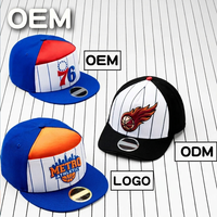 Gorra de 6 Paneles con Visera Plana Estructurada, Panel Frontal con Rayas Verticales, Logotipo Bordado, Cierre a Presión