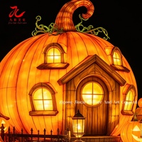 Lanterne chinoise personnalisée en soie, maison citrouille, lanterne de festival, artisanat traditionnel pour Halloween, fournitures de fête festive