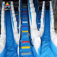 Tobogán Acuático Inflable Comercial de 23 Pies, Doble Carril, Color Negro con Diseño de Estrellas Brillantes, para Eventos, Parques y Alquiler
