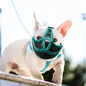 Nefes anti bırakarak pet muzzles yüz kalkanı aksesuarları kısa burun köpek ağız güvenlik görevlisi büyük fransa bulldog - Product Image 1