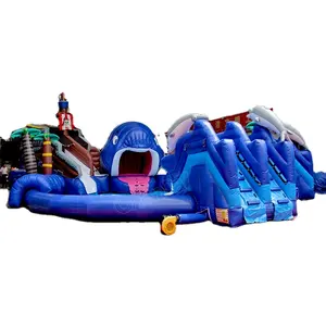 Shark ship land park giant pool water playground inflatable bounce hosue