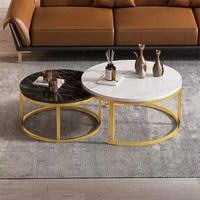 Table basse convertible de luxe moderne avec plateau en marbre et centre de rangement en métal durable pour hôtel et salon - Mobilier d'usine