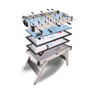 Jogo multi-esporte 5 em 1 para crianças e adultos, jogo de mesa de madeira para bilhar, futebol, tênis de mesa, air hockey, hóquei