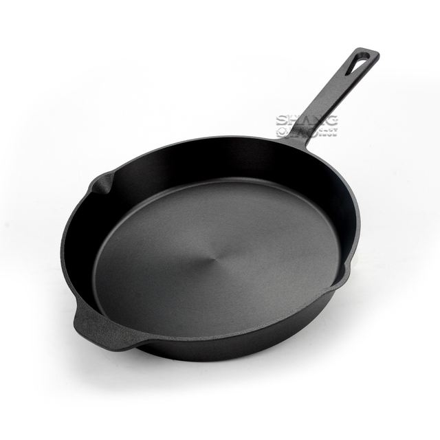 Customized Kitchen Round Pre-Seasoned Mirror Polished Milled Smooth Cast Iron Skillet Pan