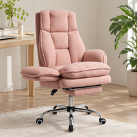 Chaise de direction ergonomique de haute qualité avec accoudoirs rabattables, repose-pieds et revêtement en polaire Sherpa, réglable en hauteur