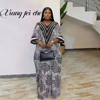 Robe pour femme noire et blanche à imprimé feuilles, ornée de strass, ample, grande taille, pour soirée, style Kaftan africain, Boubou, Abaya musulmane, Dashiki, Ankara