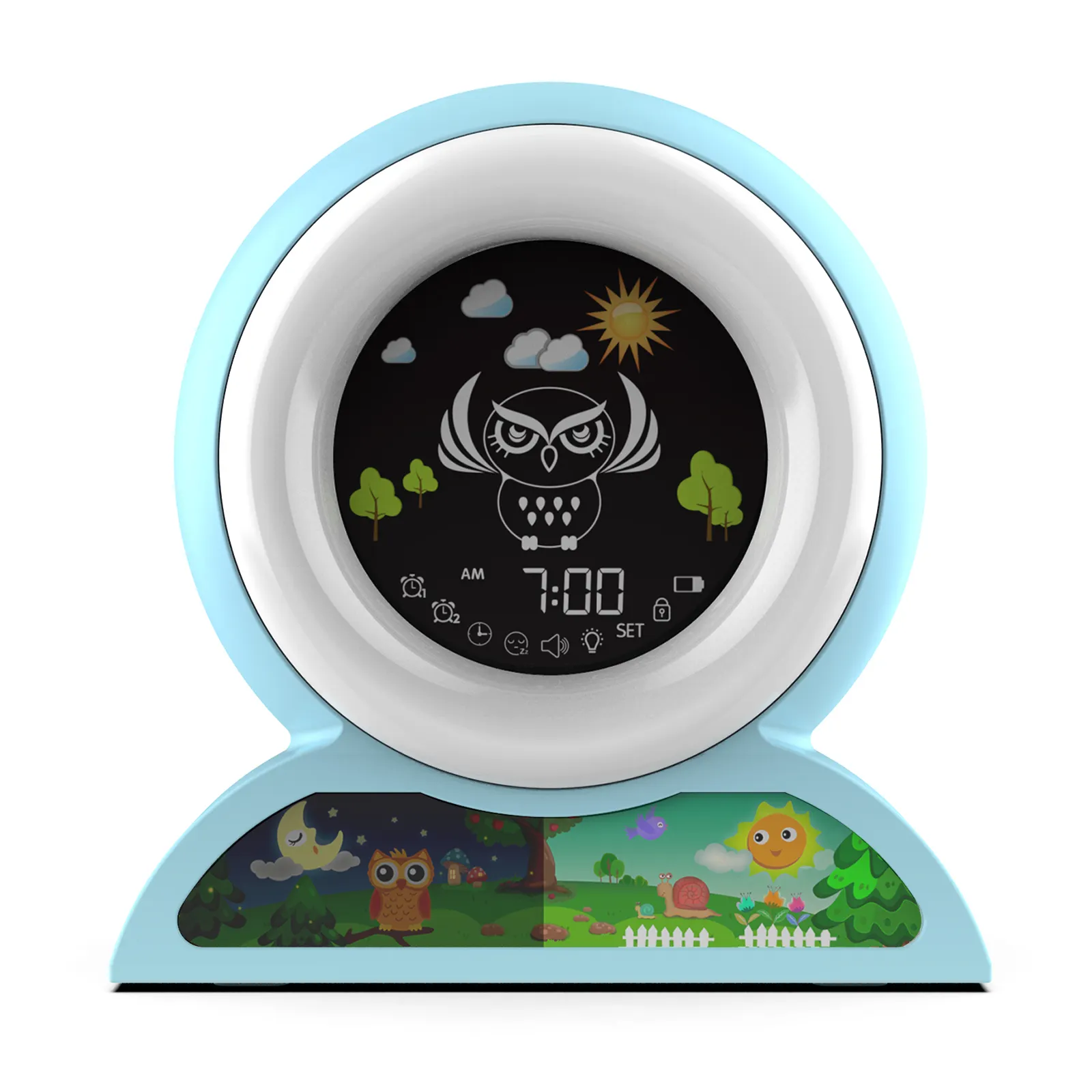 Jam Alarm Lampu Malam untuk Anak, Jam Alarm Latihan Tidur Hutan Mini dengan Alarm Ganda untuk Anak-anak