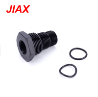 Suku cadang benang mobil konektor adaptor ulir penyaring bahan bakar aluminium hitam dengan 2 paking segel 5/8-24 hingga 3/4-16, 13/16-16, 3/4NPT