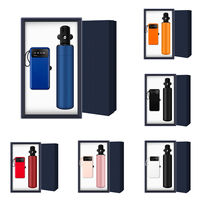 Ensemble cadeau promotionnel d'entreprise de luxe 3-en-1 : Bouteille isotherme, masseur de cou et support de téléphone avec batterie externe